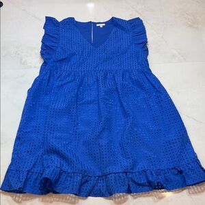 JODIFL Royal Blue Eyelet Ruffle Dress for Girls